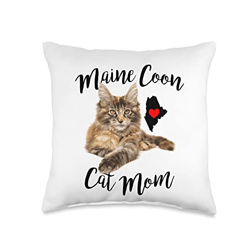 Maine Coon Cat Gifts Design Co. Maine Coon Cat Mom Throw Pillow, 16x16, Multicolor