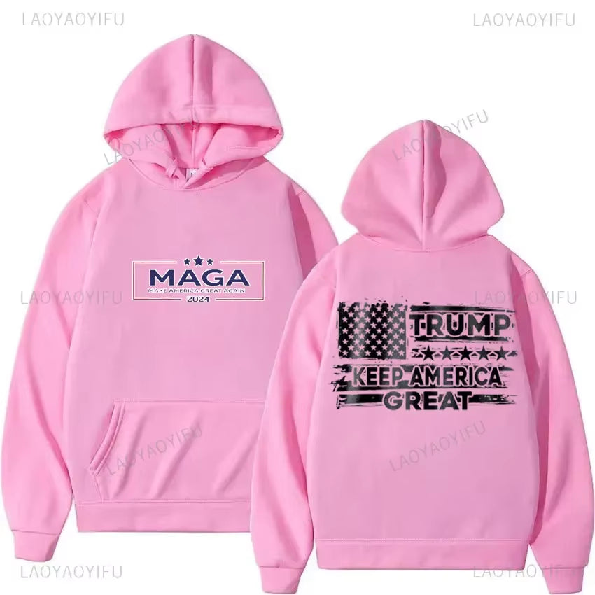 2024 Trump Election Hoodies Donald Trump Keep America Great MAGA Printed Hoodies Man Make America Trump Printed Streetwear