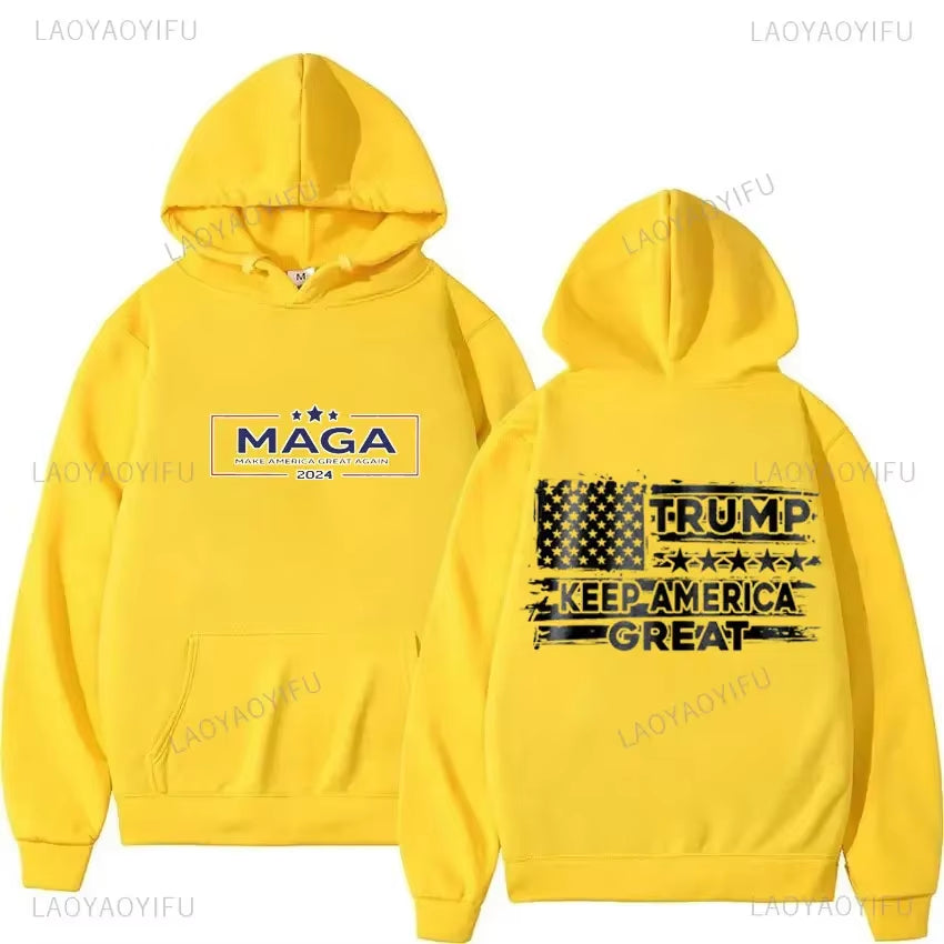 2024 Trump Election Hoodies Donald Trump Keep America Great MAGA Printed Hoodies Man Make America Trump Printed Streetwear