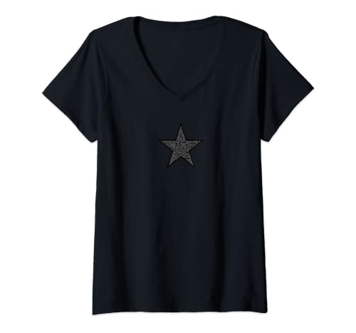 Womens Grunge Star Aesthetic Graphic V-Neck T-Shirt