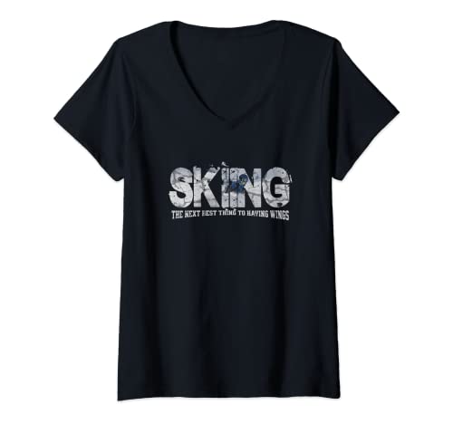 Womens Skiing The Next Best Thing To Having Wings V-Neck T-Shirt