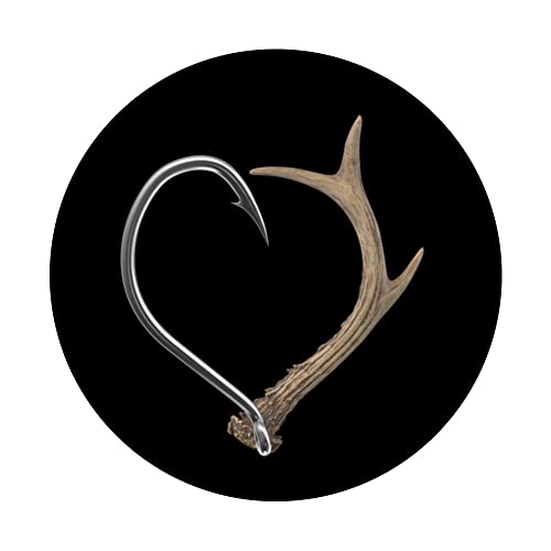 Fishing Hook & Antler Shed Hunter Heart Shape PopSockets Swappable PopGrip
