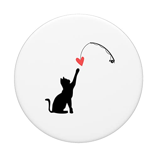 Funny Cat Valentines Catching a Heart PopSockets Swappable PopGrip