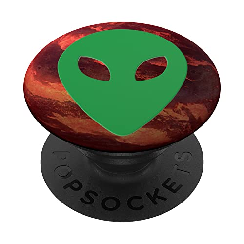 Green Alien With Red Moon PopSockets Swappable PopGrip