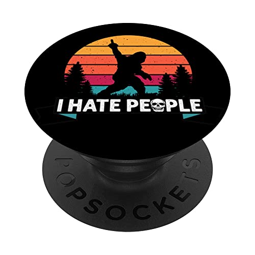 I Hate People Bigfoot Funny Camping Sasquatch Retro PopSockets Swappable PopGrip