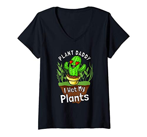 Womens Plant Lover Gift Tees: Funny Plant Daddy Gardening V-Neck T-Shirt