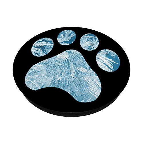 Ice blue Dog Paw print black Pattern Lovers Gift PopSockets Grip and Stand for Phones and Tablets