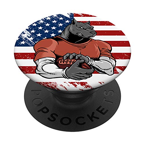 Football USA Flag Pitbull PopSockets Grip and Stand for Phones and Tablets