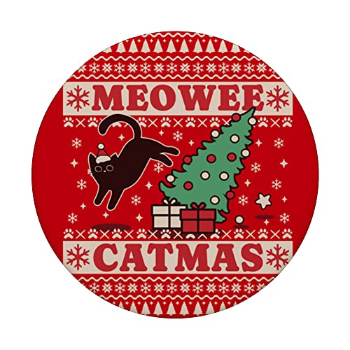 Meowee Christmas Cat Funny Ugly Xmas PopSockets Swappable PopGrip