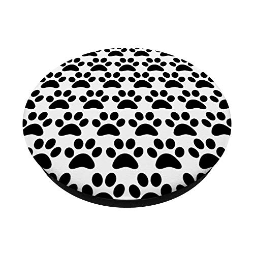 Paw Prints - Black and White PopSockets Grip and Stand for Phones and Tablets